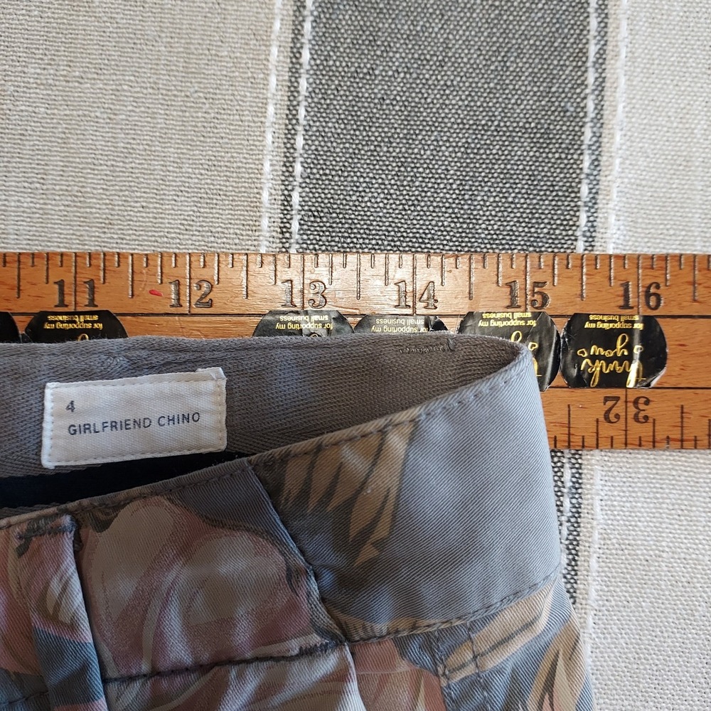 GAP Girlfriend Chino Pants Women 4‎ Tropical Floral Palm Leaf Tropical Gray Pink - Picture 6 of 12